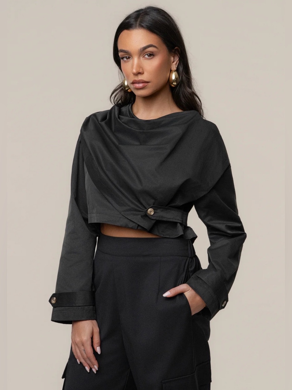 JLUXLABEL Black Next Level Cape Jacket Size Large NWT